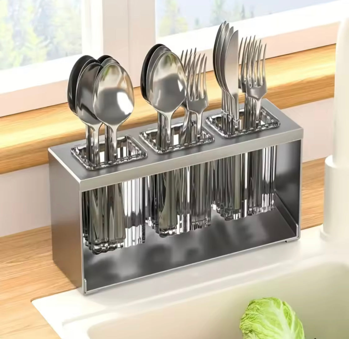 Acrylic Cutlery Holder With Metal Stand, Multi Grid Kitchen Cutlery Storage Organizer, Makeup Brush Organizer, Bathroom Toiletries Holder Acrylic Cutlery Holder With Metal Stand, Multi Grid Kitchen Cutlery Storage Organizer, Makeup Brush Organizer, Bathroom Toiletries Holder
